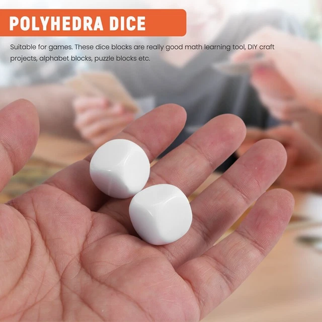50 Pack 16MM Blank White Set Acrylic Rounded D6 Cubes for Game,Pa Z6Y7 3