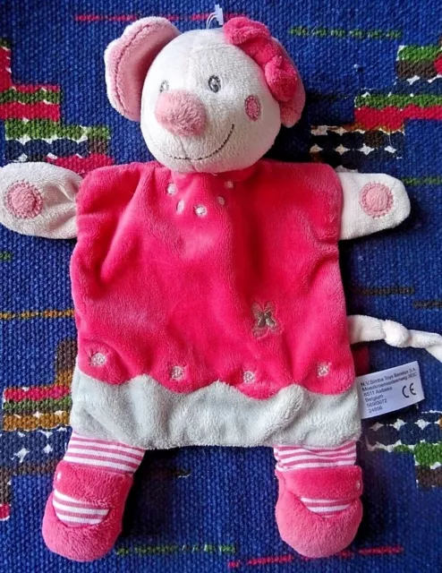 Dp / Doudou  Plat Nicotoy Souris Rose Gris Fleur Neuf