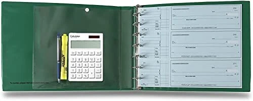 7 Ring 3 on a Page Check Book Binder by Starbinders Business Check Binder Green