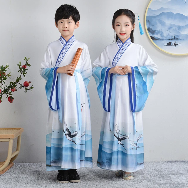 Bambino Cinese Uniforme Hanfu Ttang Abito Ricamato Palco Costume Retrò Cosplay