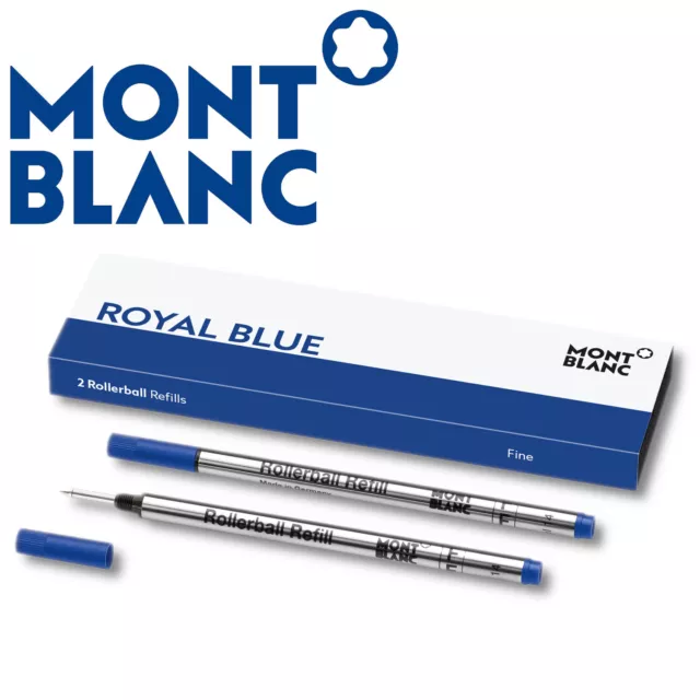 MontBlanc Rollerball Tintenschreiber Refill mine F Royal Blue Blau 2 Stück