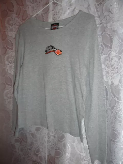 Women's Long Sleeve Gray Harley Davidson Shirt From Racine, Wi-Size Large