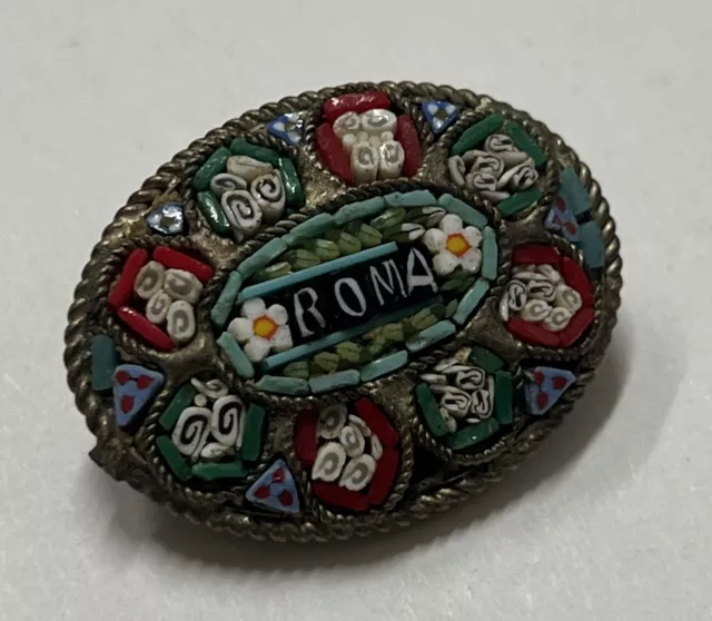 Broche ancienne Micro mosaïque Italie Roma. Ref76173
