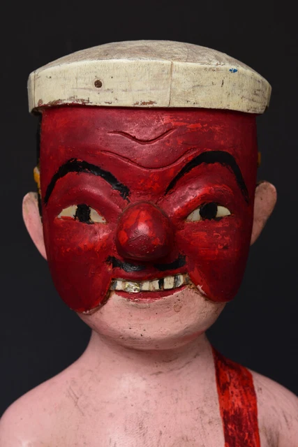 19th Century, Mandalay, Antique Burmese Wooden Standing Figure 2