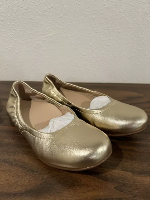 Abeo Womens Gold Leather Slip On TILLY Ballet Flats Shoes NEW Size 6.5 Metallic