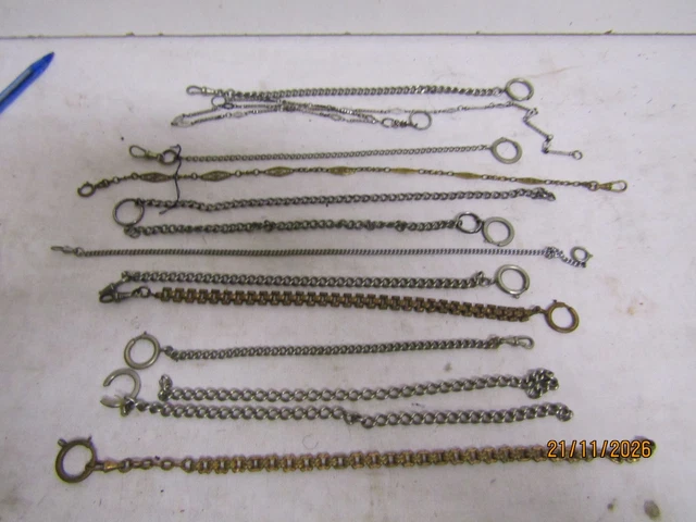 16 Chaînes De Montre De Poche Anciennes – Lot Vintage Pour Collectionneurs Ou Réparation