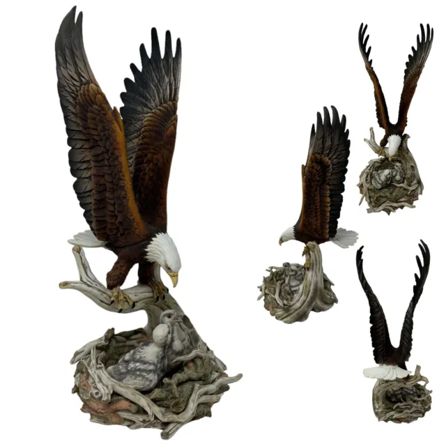 Maruri USA 1985 American Bald Eagle w/ Eaglets Nest Gallery Porcelain E-8512 15"