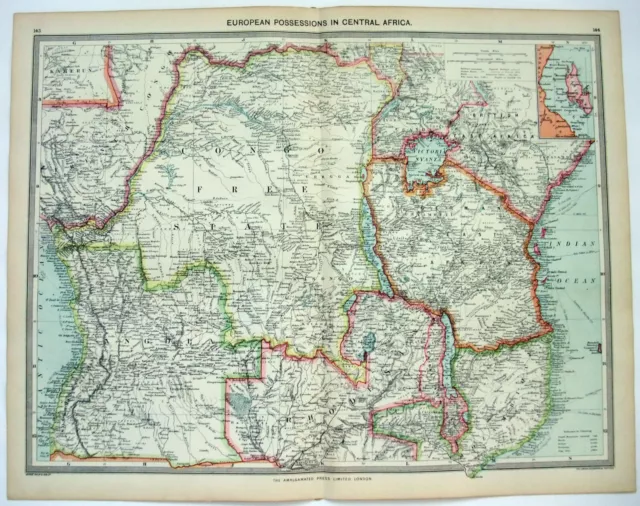 Central Africa - Original Map c1906 by G Philip & Son. Antique