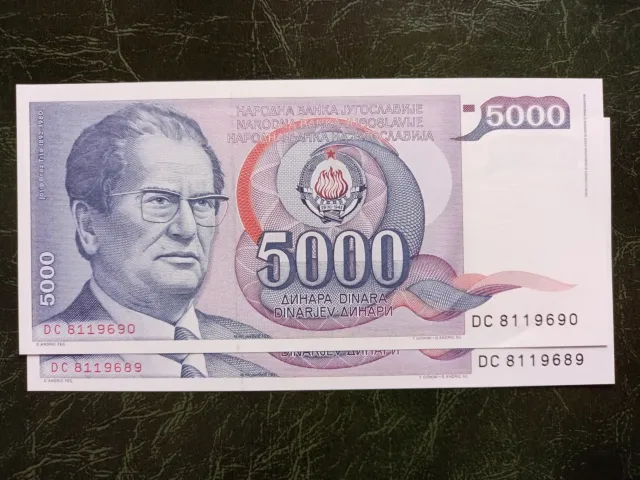 YUGOSLAVIA 5000 Dinara  1985 Marshal Tito, 2 pcs