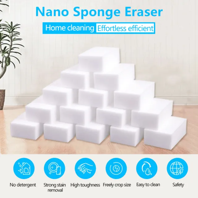 100/50pcs Magic Sponge Eraser Cleaning Melamine Foam Cleaner White 100x60x20mm