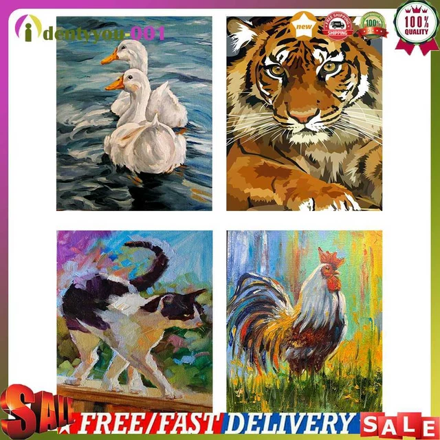 Colorear digital de animales pintados a mano por números para decoración de arte de pared cuadro para adultos