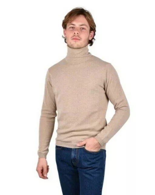 NOUVEAU pull à col roulé style latino Attolini pull cachemire EU 52 US 42 L