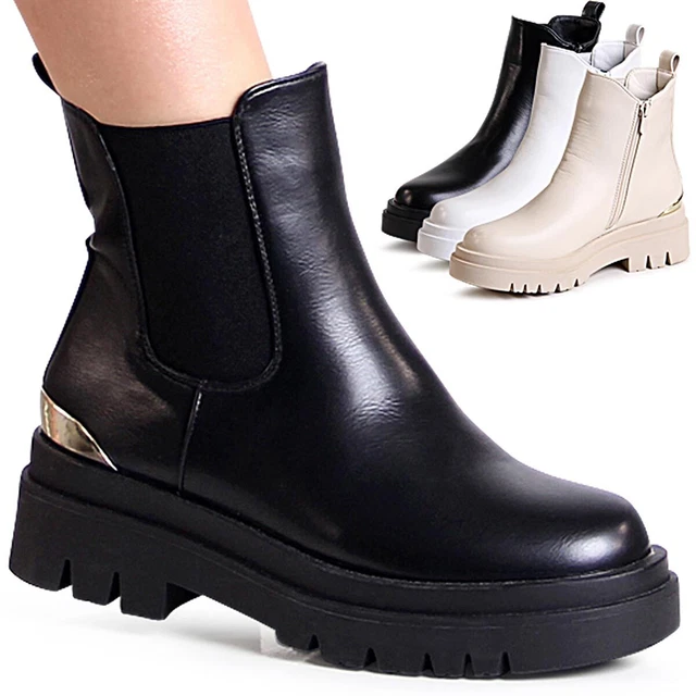 Chaussures Femme Plateforme Bottines Chelsea Boots Bottes Cheville Semelle