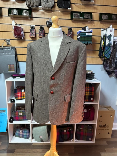 Scottish Hamish Brown Tweed Blazer Jacket with leather buttons 42 Reg only £129