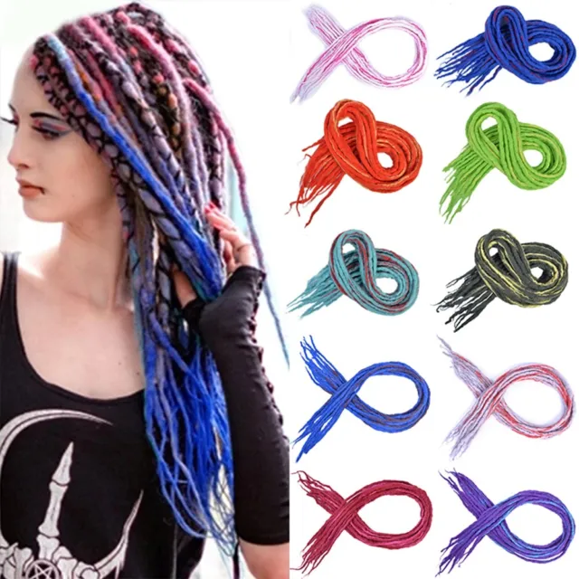 1 Strands Extensions Synthetic Hair Double Ended Faux Colorful Wool Dreadlocks