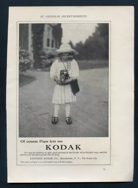 Vintage Kodak Ad - Papa lets me Kodak  - Original 1900s Magazine Ad
