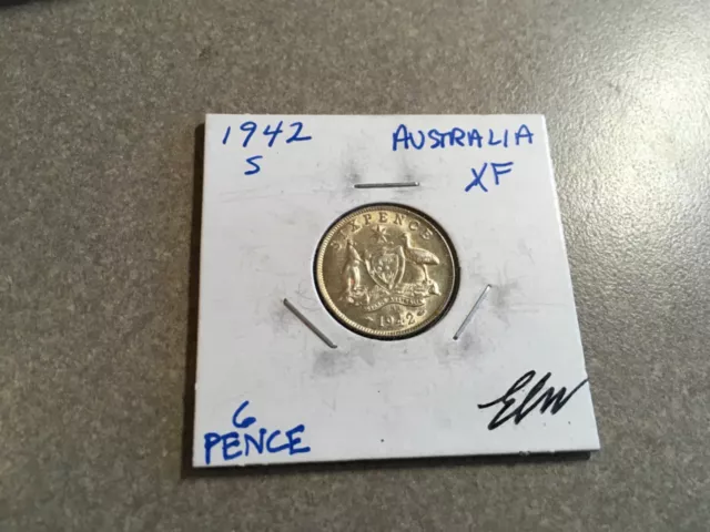 1942 S Australia 6 Pence Coin  .925 Silver ( D Mint )  # 3s 🇦🇺