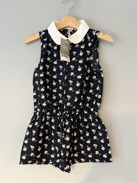 NEXT Tuta Ragazza Età 3 Navy Bottone Pizzo Fiocco Fiocco Maniche Corta