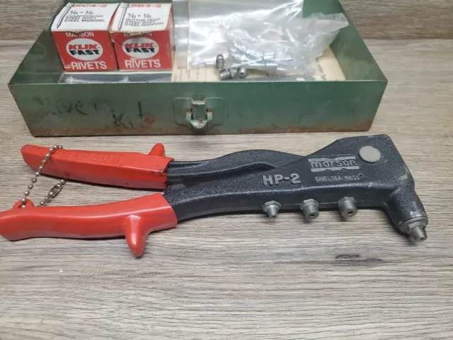 Marson Klik Fast HP-2 Rivet Riveter Gun Hand Tool W/ Extras