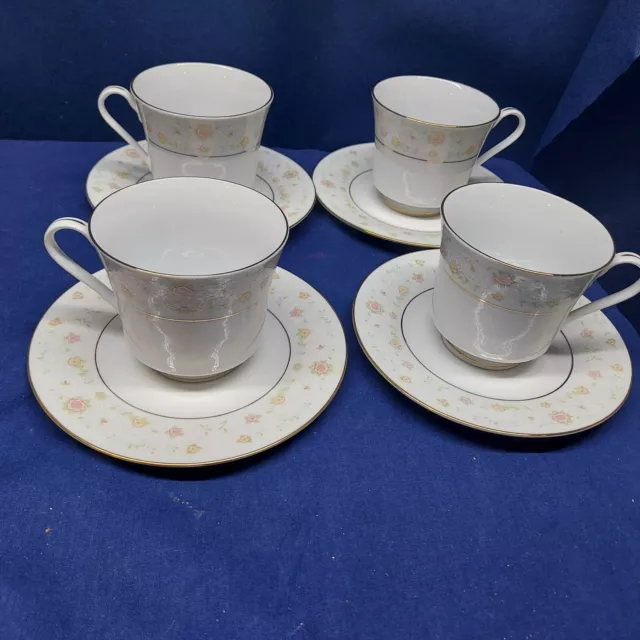 Vintage Baum Brothers China "Wilton" 4 Sets Cups/Saucers Retired Pattern EUC