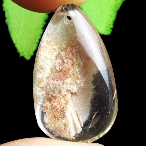 Yellow Phantom Quartz Teardrop Pendant Bead 27x16x8mm F24427