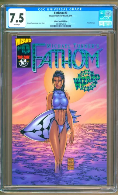 Fathom #0 (1998) CGC 7.5  White Pages  Michael Turner "Wizard Special Edition"