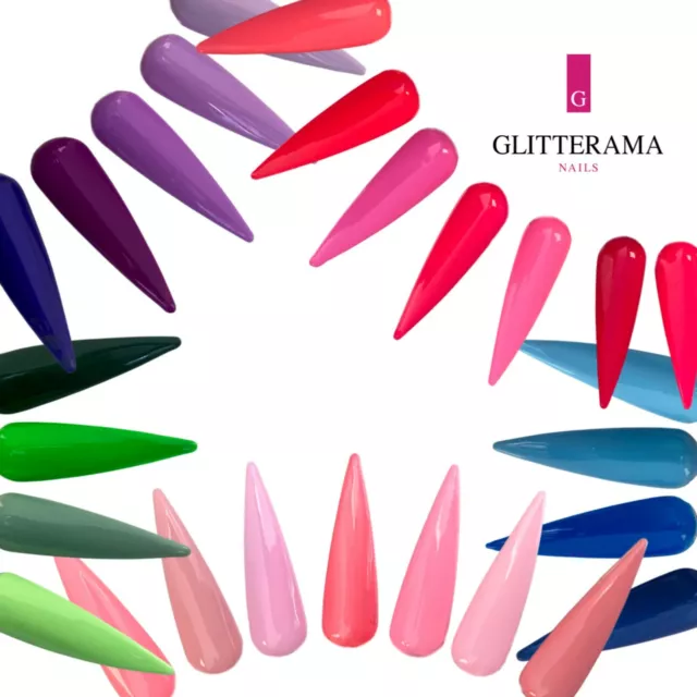 Glitterama nails Coloured Acrylic Powder bright neon summer pastel sparkle core