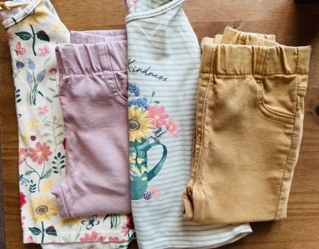 Next Baby Girls Jeggings and Fat Face Tops Bundle.  Age 12-18 months.