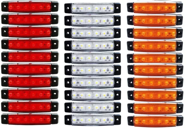 30 X STÜCK 6 LED 24v Seitenmarkierungsleuchten LKW Rot Weiß Orange LKW  Anhänger EUR 26,47 - PicClick DE