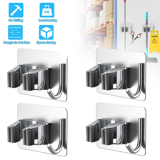 Supporto scopa autoadesivo, supporto a parete scopa in acciaio inox, supporto mop con gancio