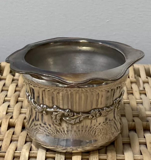 Forbes Silver Co Quadruple Sugar Bowl / Pot No 588 Holly Leaves &Berry Detailing