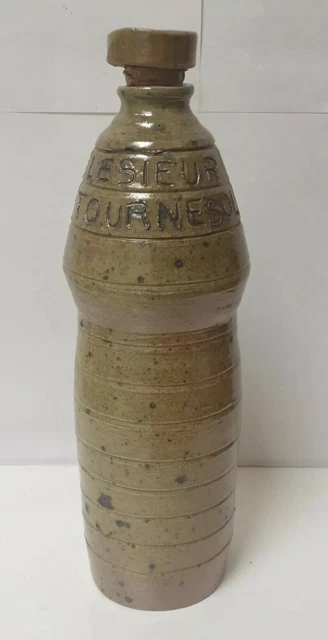 Bouteille gres pyrite LESIEUR TOURNESOL ceramique no la borne puisaye TIFFOCHE