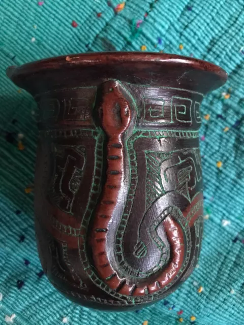 Vintage Ceramic/Pottery Vase/Signed Marieta~Para Brazil Hand Etched Vase