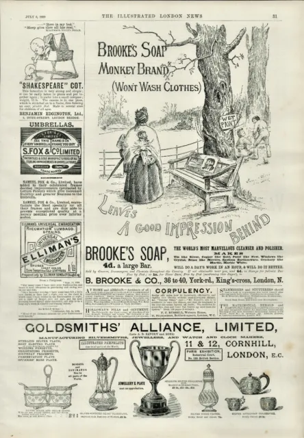 Antique Advertisement Print Brookes Soap & Goldsmith Alliance & Godwin Son 1889