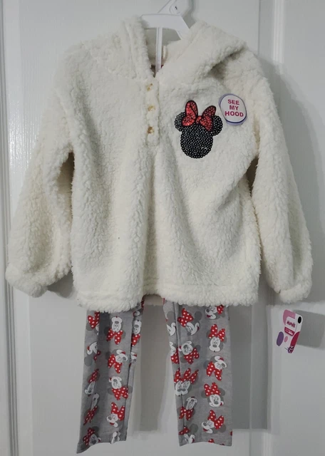 Disney Junior Minnie Mouse 4T Outfit Fleece  Sweat Shirt Leggings Nwt Official