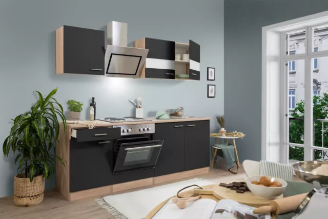 Cucina attrezzata cucinino Rovere Nero Merle 210 CM respekta
