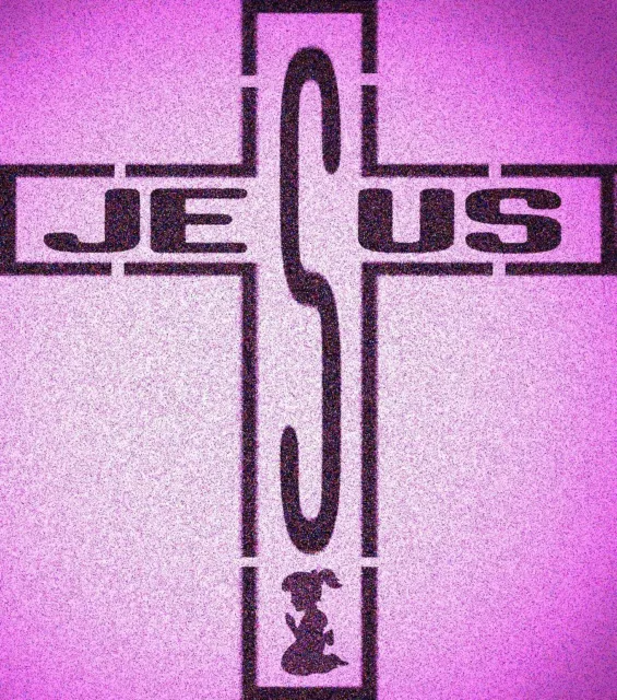 JESUS WORD CROSS with Girl Praying Stencil Mylar Angels Religious
