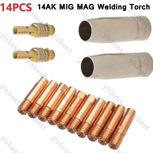 M6 Torcia Saldatore Portapunta di Contatto Ugello Gas Per Saldatura MIG/MAG 14Pz