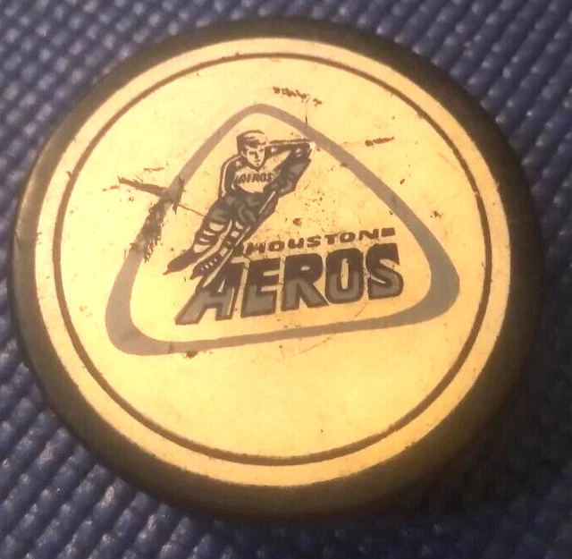 HOUSTON AEROS WHA Game Official Puck CANADA VICEROY 70s Vintage Used RARE