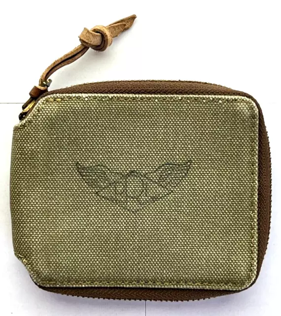 RRL RALPH LAUREN Faded Green Military Canvas Leather Zipped Wallet-MENS ...