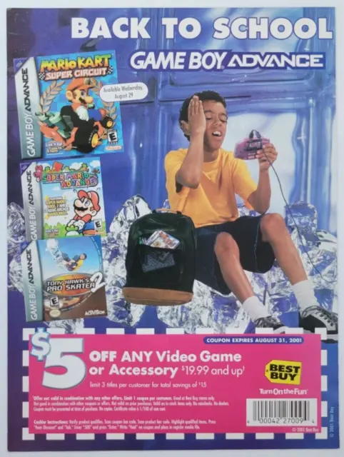 2001 Best Buy Game Boy Advance Back To School Nintendo Power Ad 8x10.5"