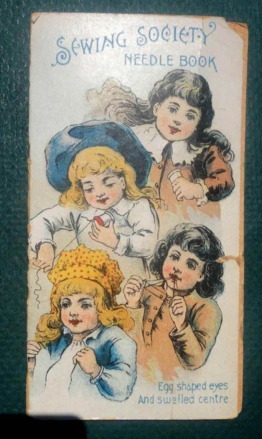 antique SEWING NEEDLE HOLDER victorian NEW HOLLAND PA litho children ELI HESS