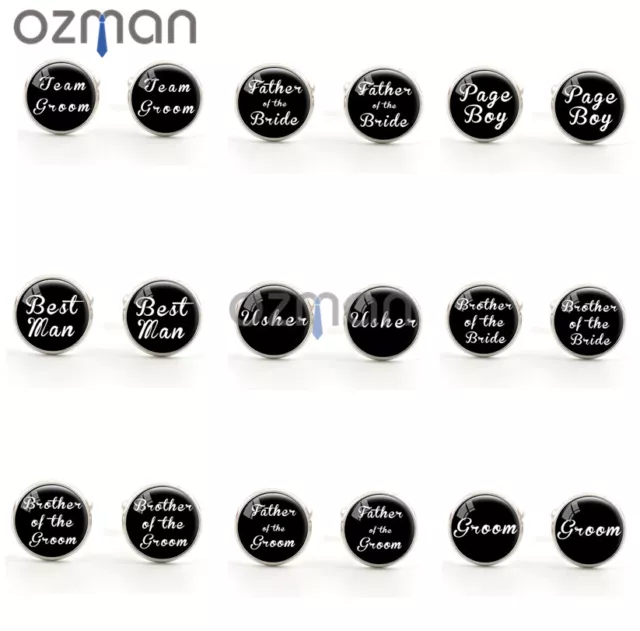 Black Wedding cufflinks Groom Groomsman Usher God Father Cufflink Best man