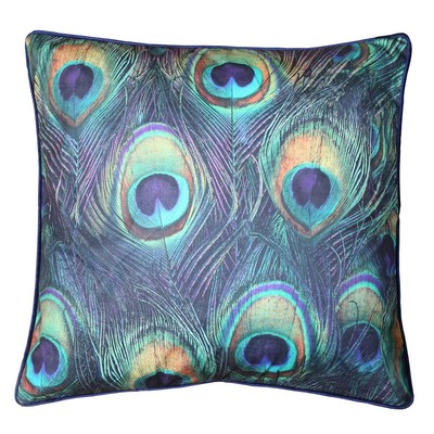 Arthouse BLU VERDE Piume di Pavone Cuscino Scatter Cuscino in poliestere riempito 