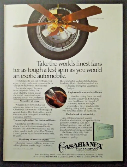 1983 CASABLANCA FAN COMPANY Magazine Ad - The World's Finest Fans