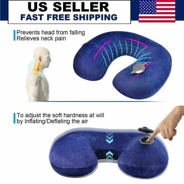 U Neck Pillow Flight Support Cushion Shaped BAMBOO MEMORY FOAM TRAVEL PILLOW