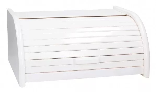 Caja de pan de madera Apolo rollo contenedor superior cocina tamaño grande moderno blanco