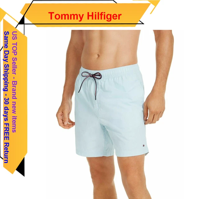 Tommy Hilfiger Men's Standard 7" Swim Trunks, Corydalis Blue, XL