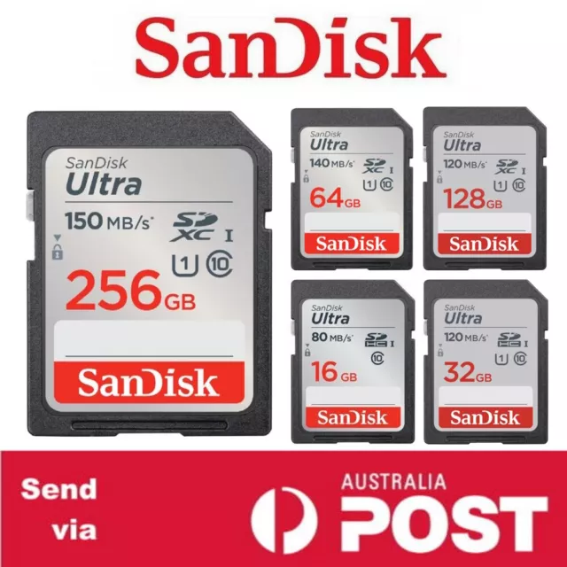 SD Card SanDisk Ultra 32GB 64GB 128GB 256GB Class10 SD HD Camera Memory Card