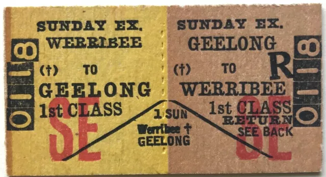 VR Ticket - WERRIBEE to GEELONG - 1st Class Sunday Excursion